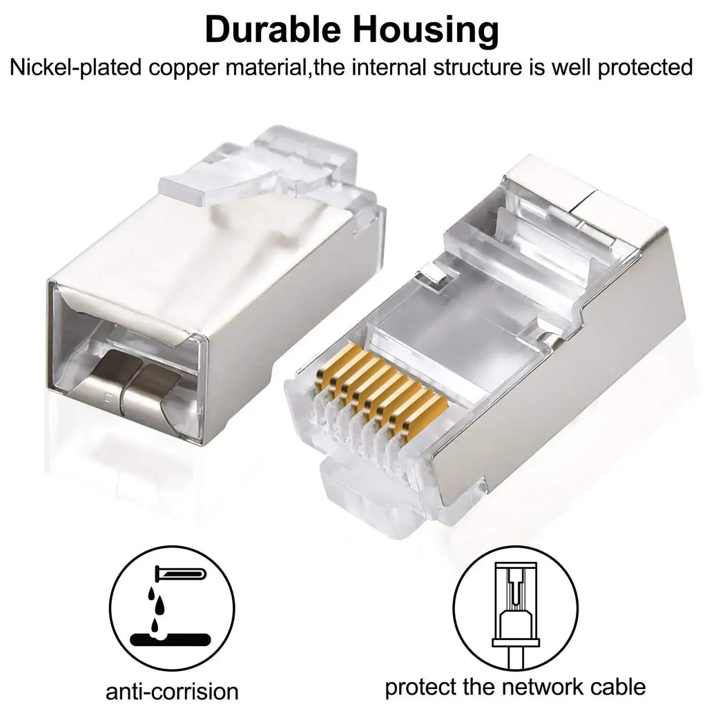 Interlink Network Accessories – Cat6 RJ45 Ethernet Connectors (50-Pack, 2-Piece UTP 8P8C)
