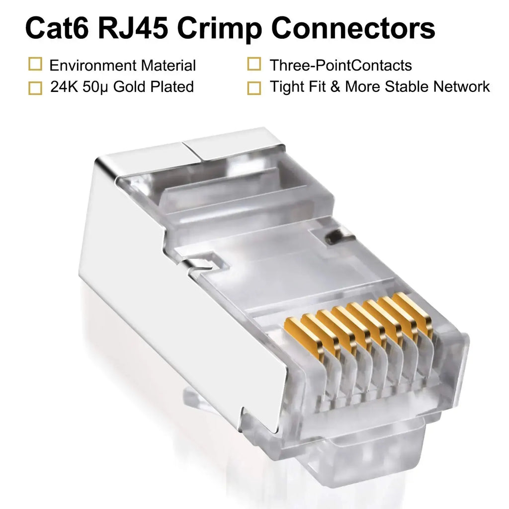 Interlink Network Accessories – Cat6 RJ45 Ethernet Connectors (50-Pack, 2-Piece UTP 8P8C)