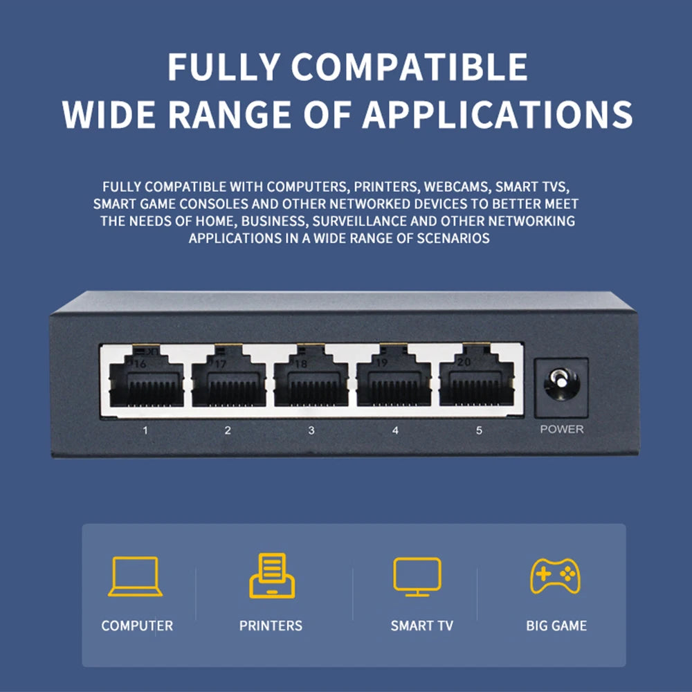 igabit Ethernet Network Switch – 5/8/10-Port RJ45 Desktop LAN Switch