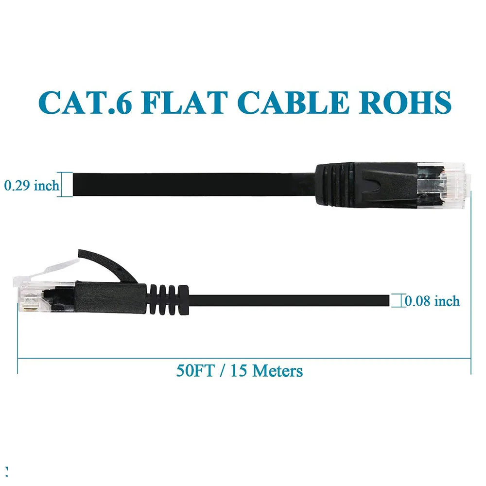 NetForge™ Cat6 Flat Ethernet Cable – High-Speed RJ45 LAN Patch Cord for Router, PC & Laptop