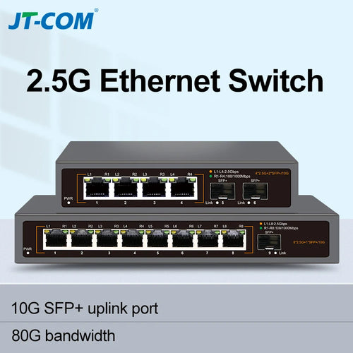 2.5G Multi-Gig Ethernet Switch – 4/8-Port with Dual 10G SFP+ Fanless Design
