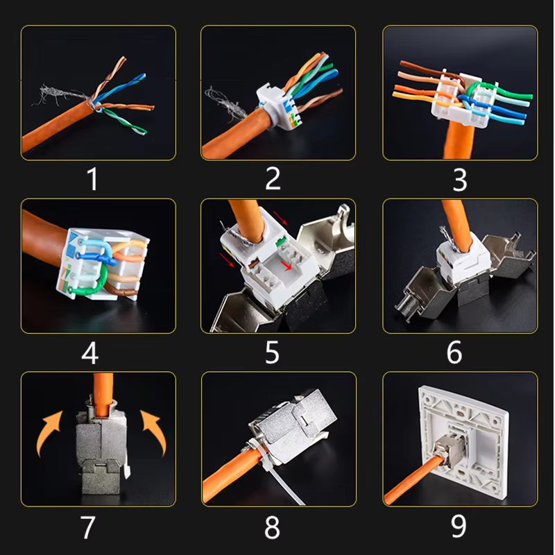 Interlink Network Accessories – Tool-Free Shielded Keystone Jack for Cat5e/Cat6/Cat6A/Cat7
