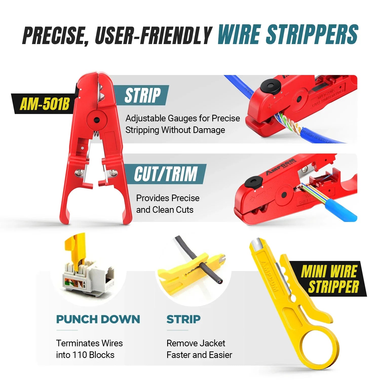 Interlink Network Accessories – Professional RJ45 Pass-Through Crimping Tool Kit for Cat5e/Cat6/Cat7