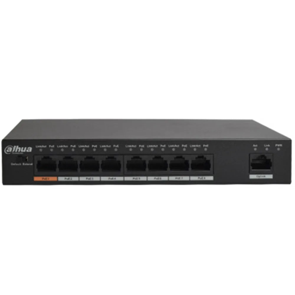 Dahua DH-S1500C-8ET1ET-DPWR 8-Port Gigabit PoE+ Switch – Hi-PoE IEEE 802.3af/at