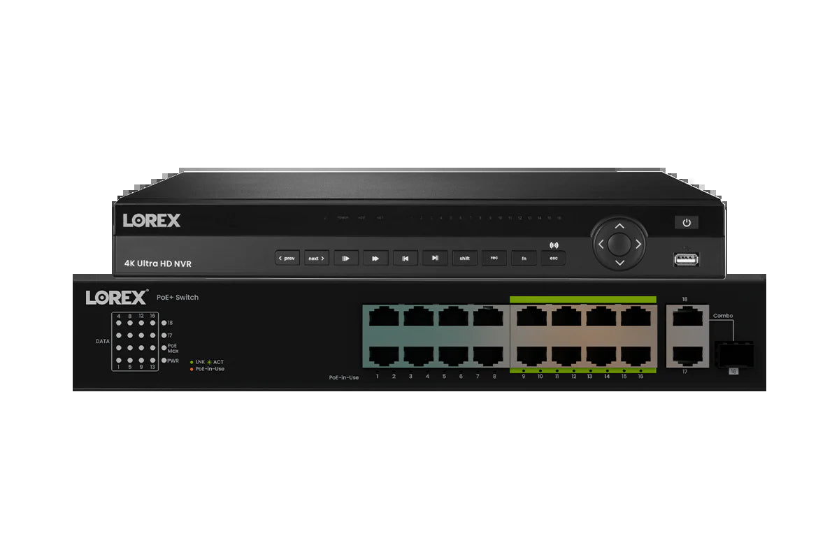 Interlink Enterprise Surveillance Solution – 4K 32-Camera NVR with 16-Port PoE Switch & 8TB Storage