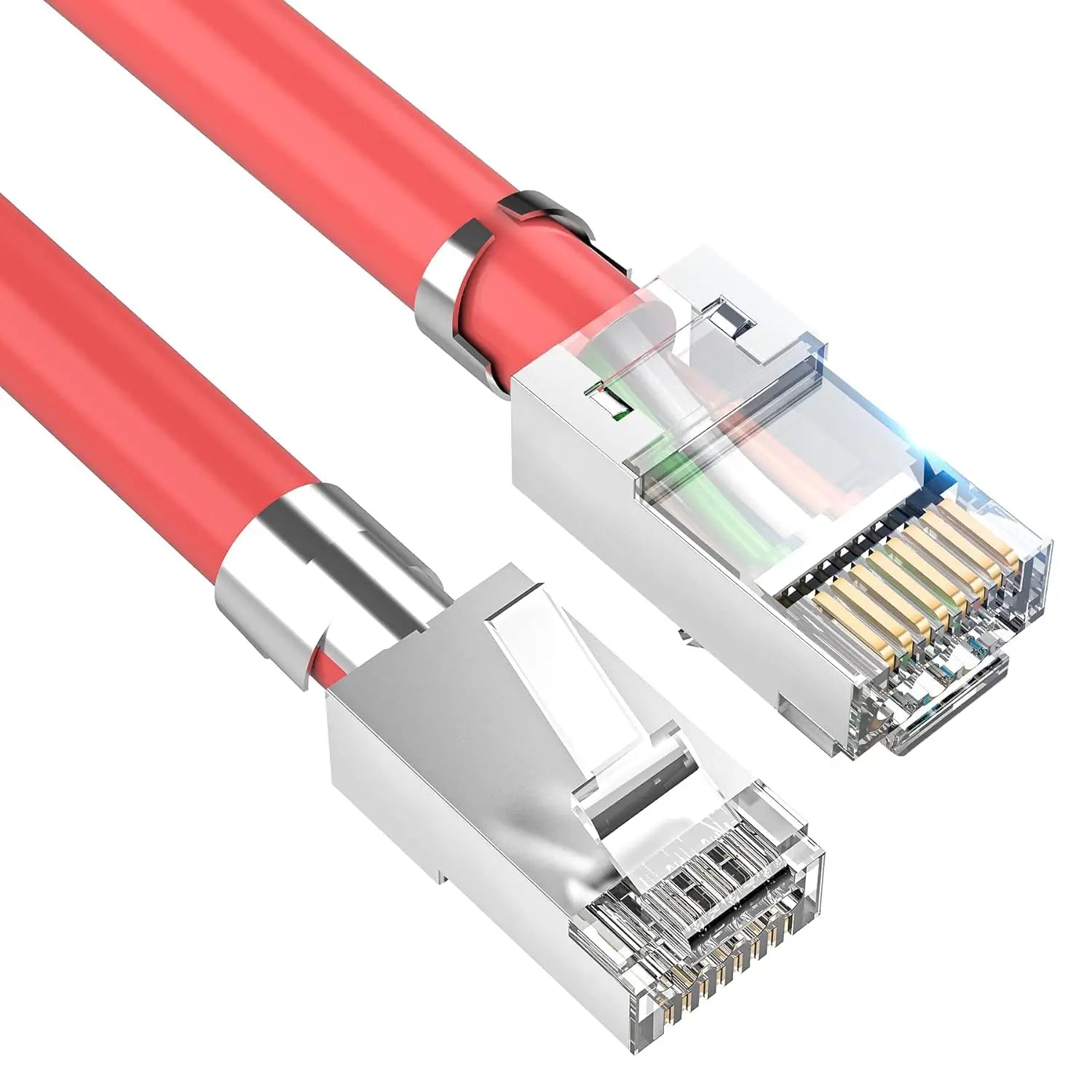 Interlink Network Accessories – Shielded Cat6A/Cat7 Pass-Through RJ45 Connectors (50-Pack, Gold-Plated)